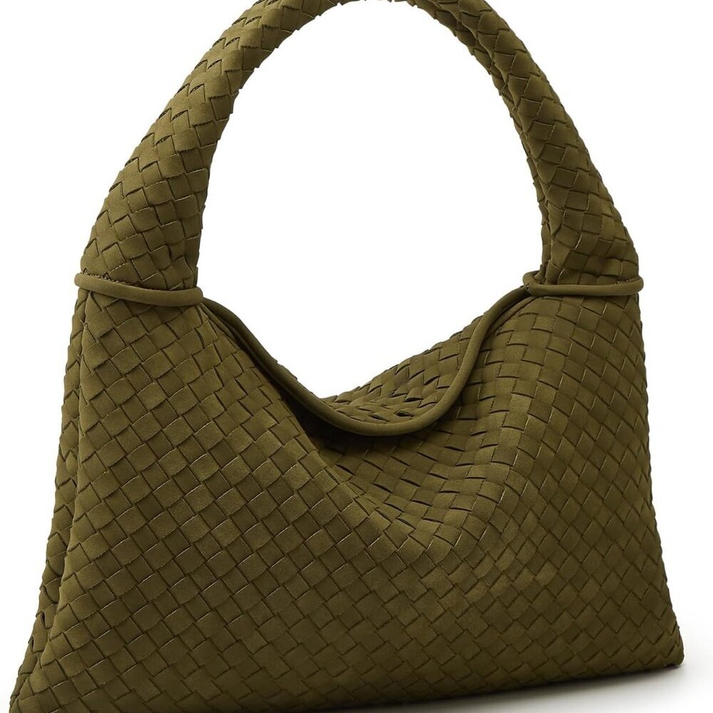 Slouchy Woven Suede Hobo Bags Women Trendy Suede Purse Crossbody Crescent Should